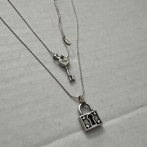 Alex and Ani Silver Key and Lock Necklaces : bundle set of 2; adjustable sliders